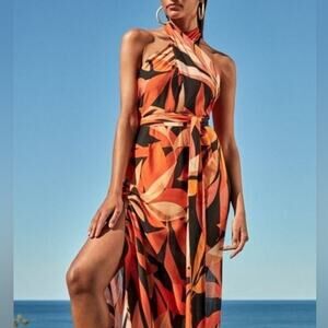 NEW Jets Australia Solari Wrap Front Dress - Tangerine‎ Small Halloween